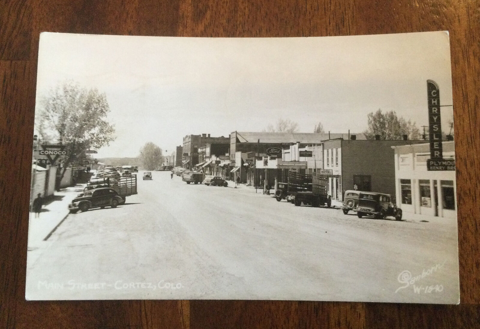 Main Street Cortez Colorado￼ Photo Postcard Vintage Chrysler Plymouth Ford