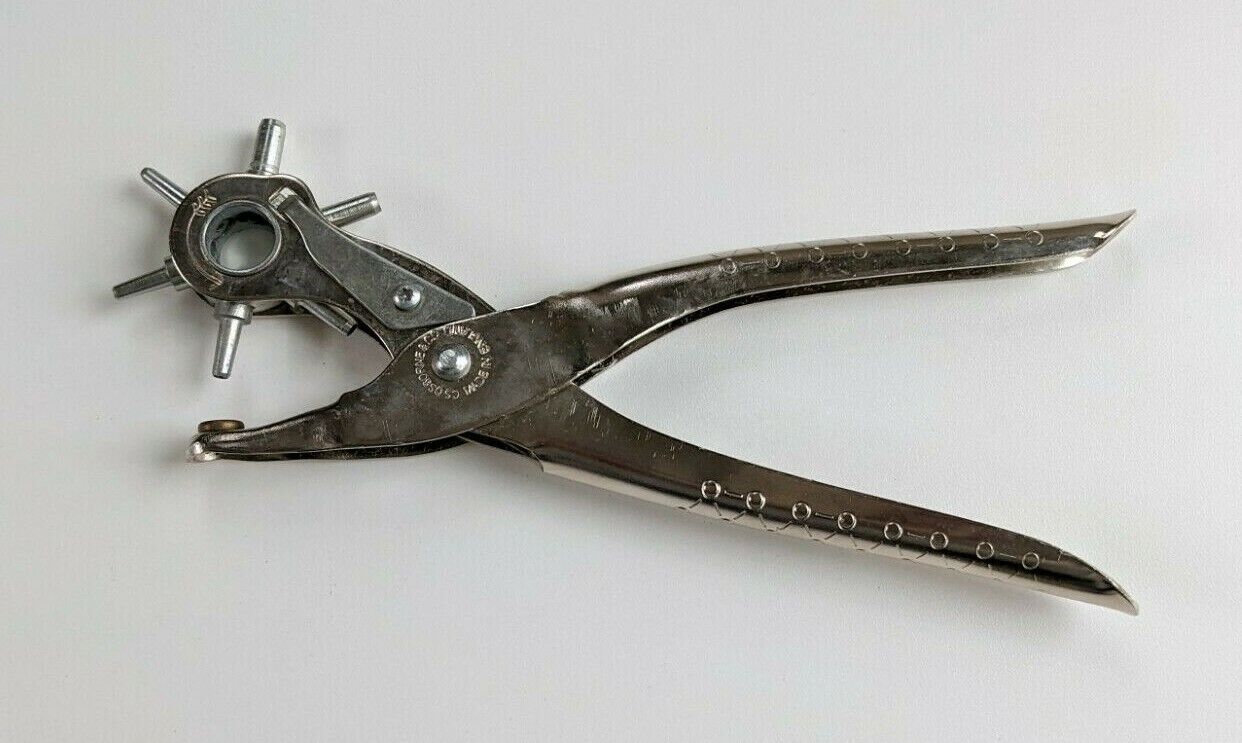 Vintage C.S. Osborne Rotating Head 6 Hole Leather Punch Tool, Made in England