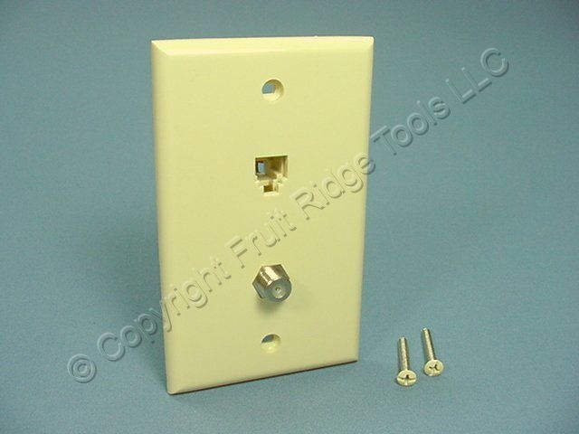 Leviton Ivory Phone Video Cable Catv Jack Coax Wall Plate 6p4c Type 625d 40959-i