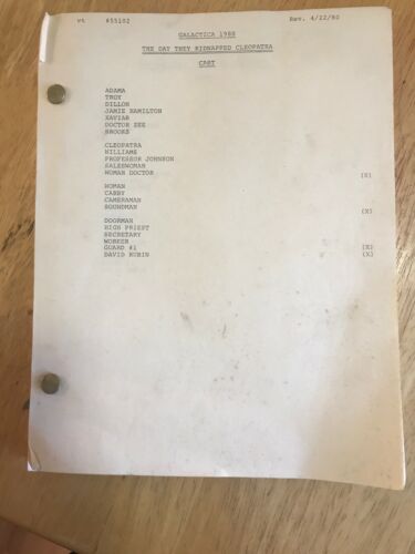 Script From “Galactica 1980” TV Show Typed