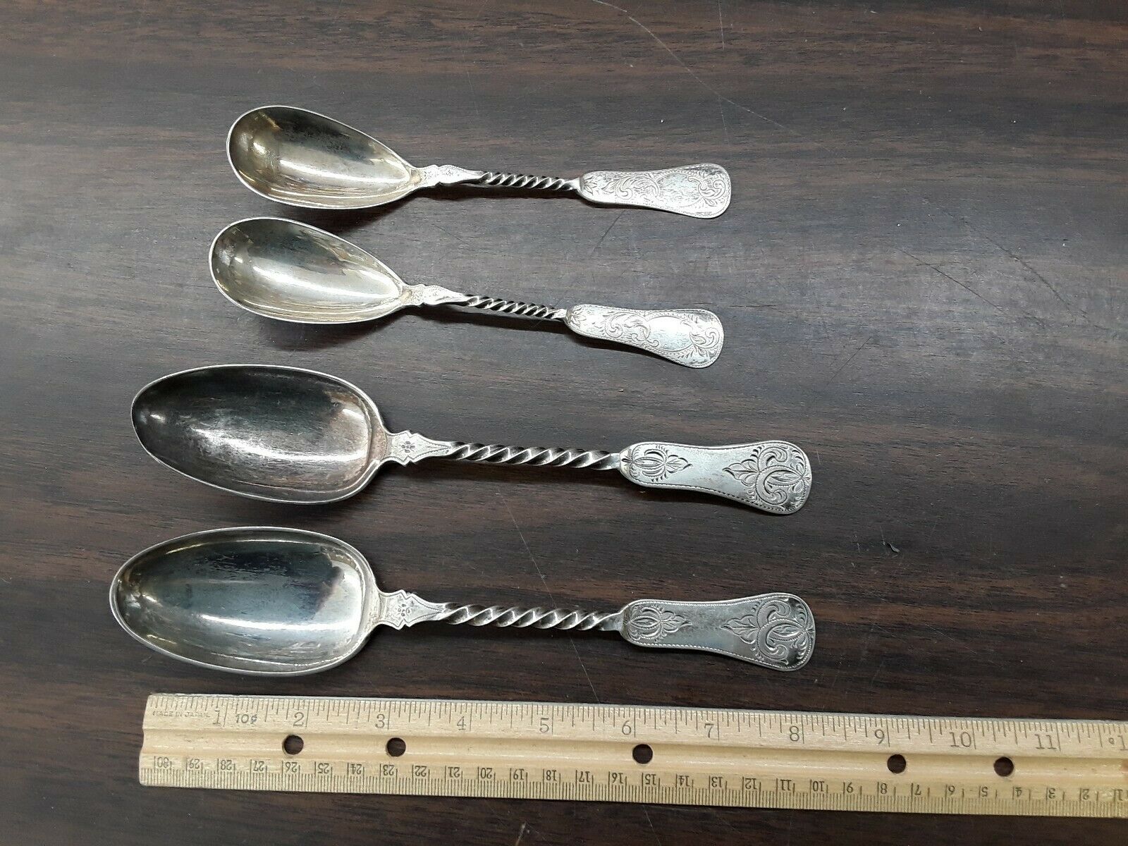 Lot Of 4 Lutzen Coin Silver Spoons 152 Grams
