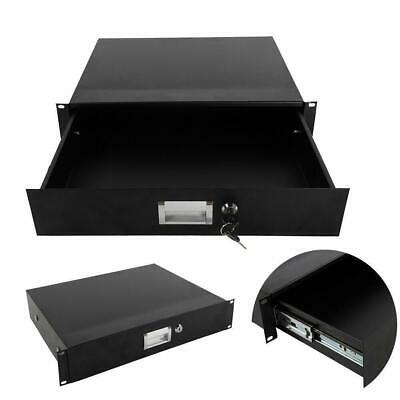 19 Inch Rack Mount 2u Steel Plate Dj Drawer Equipment Cabinet Lockable W/key