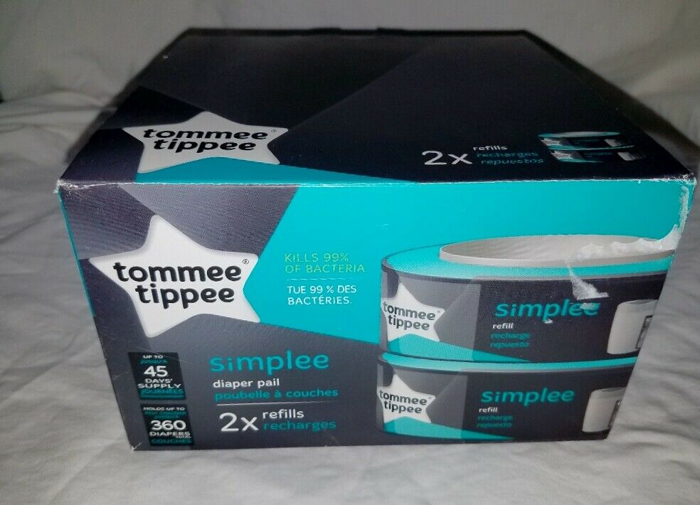 Lot 2 Tommee Tippee Simplee Diaper Pail Bags Refills Replacement 1 Box 2 Refills