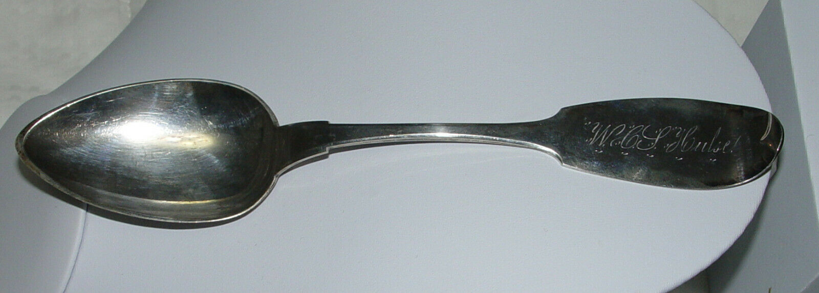 1800's J. Hollister Pure Coin Silver Table Spoon