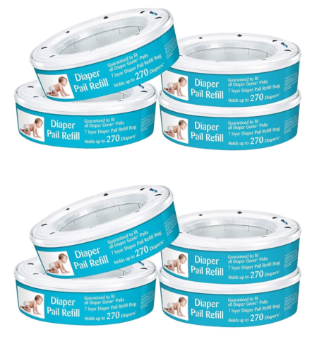 Neutrashield Diaper Pail Refill Bags, Fits All Diaper Genie Pails, 8 PACK