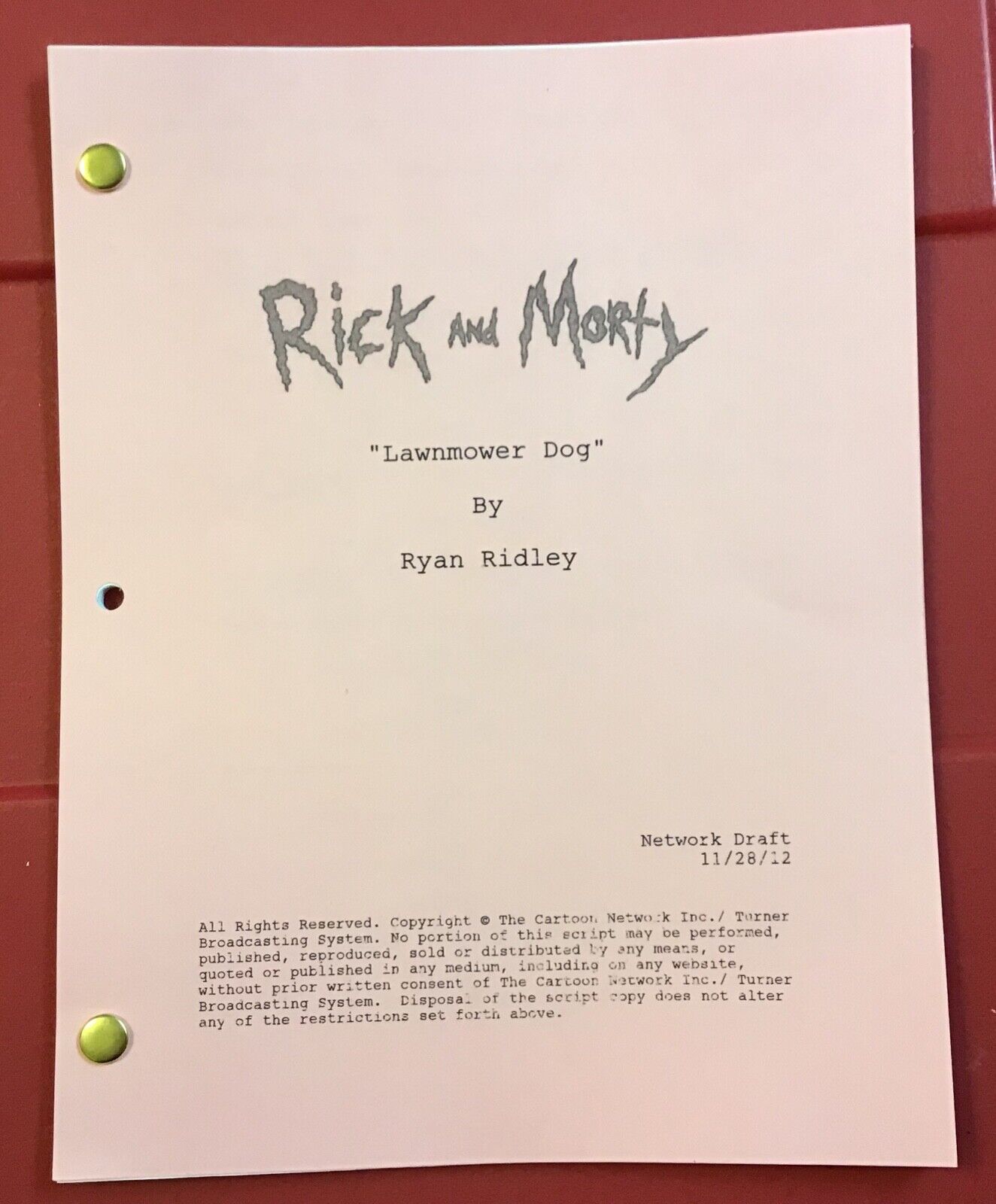 🔥SPECIAL HOLIDAY PRICE Rick and Morty NEW TV Script LAWNMOWER DOG Dan Harmon🔥