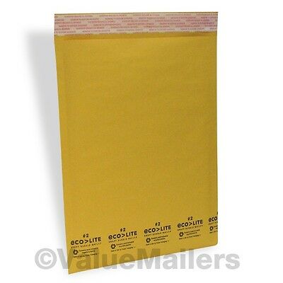 200 #2 8.5x12 Kraft Ecolite Bubble Mailers Padded Envelopes Bags 100 % Usa